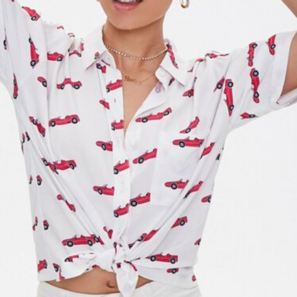 Forever 21 Barbie Pink Convertible White Oversized Shirt - Picture 5 of 9